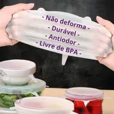 Kit com 6 Tampas Elásticas de Silicone Multiuso Reutilizáveis