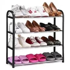 Sapateira 4 Andares em PVC, PP e Ferro – Suporte para 12 Pares
