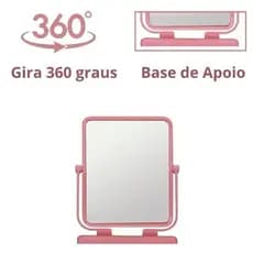 Espelho de Maquiagem Dupla Face Giratório 360º