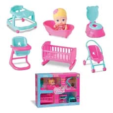 Brinquedo Casinha Little Dolls 1 Boneca Com 6 Acessórios Divertoys