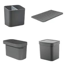 Kit Organizador De Pia 4 Peças Cinza Plástico Cozinha Casa