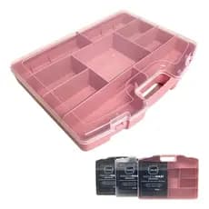 Maleta Multiuso Organizadora Maxi Bijuterias Ferramentas Cor Rosa