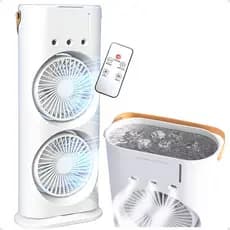 Ventilador Climatizador Duplo Portátil Giratório De Mesa 37.5 Cm 10 W Branco 5v - 2.0a Branca Plástico 6