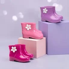 Galocha Infantil Menina Cano Curto Bota Botinha Florzinha Delicada Confortável Macia e Leve Para Inverno