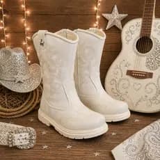 Bota Infantil Texana Menina Country Feminina Bordada Para Rodeios Festa Junina Sítio Delicada e Estilosa