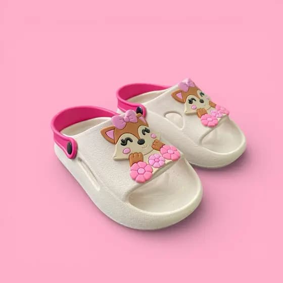 Chinelo Nuvem Sandália Slide Infantil Menina Raposa Confortável Para Passeios