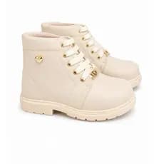 Bota Infantil Menina Coturno Off-White Coração Botinha Feminina Delicada Cano Curto Para Todas Ocasiões