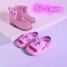 Kit 02 Pares Galocha + Chinelo Nuvem Borboleta Confortável Para Todas As Ocasiões