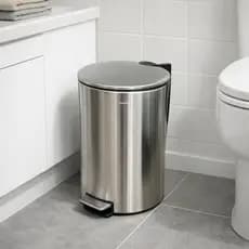Lixeira Inox 12L Slim Redonda com Pedal para Banheiro Cozinha Lavabo