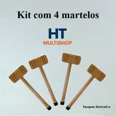 Kit com 4 martelos de madeira para bater no pneu de Caminhao Onibus Carreta