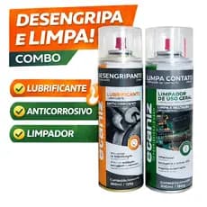 Kit ETANIZ Desengripante Lubrificante Multiuso + Limpa Contato Spray 300ml Uso Profissional