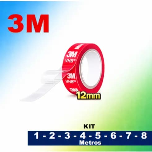 Fita Dupla Face Extra Forte 12mm da 3M Pronta Entrega Kit 1 a 8 metros