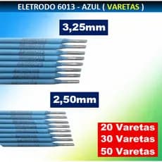 Eletrodo de solda 6013 Azul VARETAS 2,5mm e 3,25mm. 20/30/50 unidades Serralheiro. Profissional