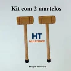 Kit com 2 Martelos de Madeira para bater no pneu de Caminhao Onibus Carreta