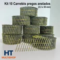 Prego anelado eletrosoldado 2,3 x 50 mm para pregador pneumático - 10 Carretéis de 300 unidades