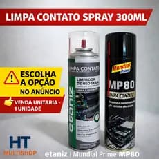 Limpa Contato Spray 300ml Etaniz ou MP80 Mundial Prime | Escolha a Opção