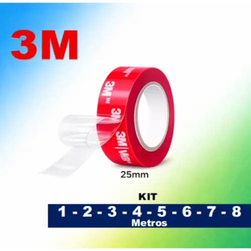 Fita Dupla Face Extra Forte 25mm da 3M Pronta Entrega Kit 1, 2, 3, 4, 5, 6 ,7, 8 metros ORIGINAL 3M