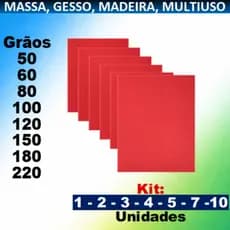 Lixa Massa Para Parede Reboco Gesso Grão 50 a 220 Acabamento Profissional Kit de 1 a 10 unidades