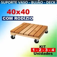 Suporte madeira 40x40cm para Vaso, Gás de Cozinha Bujão (IDEAL), Modular, Rodízio Kit 1 a 4 Unidades