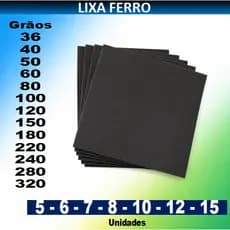 Lixa Ferro  Metal Profissional Ferrugem Grãos 36 a 320 – Kit 5 6 7 8 10 12 15 Un. Alta Durabilidade