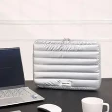 Bolsa Para Notebook Premium Metalizada Capa Protetora Puffer Acolchoada Macia À Prova De Choque Carteira Porta Documento