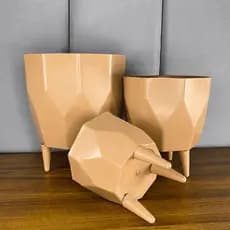kit 3 Mini Vasos Plantas Decorativos Cachepot Facetado N2 N3 N4 com Pé