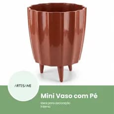 Mini Vaso Cachepô Decorativo com Pés Plantas 20x16 Cachepot Injetado Cacau