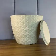 Vaso Plantas Polietileno Diamante Bojo Decorativo Prato Coletor 19x23