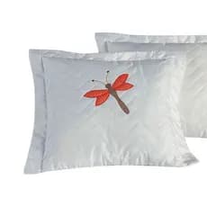 2 Capas (1 Par) de Almofadas Bordadas Libélula 45 cm X 45 cm 100% Poliéster - Enchimento Não Incluído