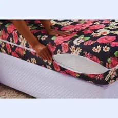 kit 2 Capas De Colchão Solteiro Com Zíper Estampada Microfibra 100% Poliéster Proteção Diária