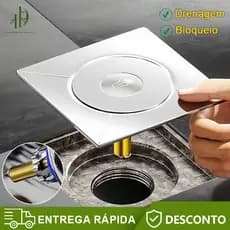 Ralo inteligente 9,8x9,8 cm Quadrado Redondo Inox Cromado