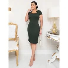 Vestido Tubinho Midi PREMIUM – Elegância Sofisticada em Tecido Malha Premium | Moda Evangélica