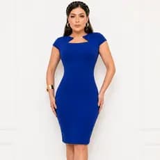 Vestido Tubinho midi Gola Inverse V moda evangelica feminina- Tendencia  Casual Chic