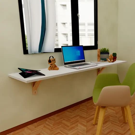 Mesa Suspensa Em Mdf Estudos Home Office Computador Branca