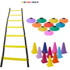 Kit Treino Funcional Agilidade Completo 10 Cones 10 Chapéus Chinês Escada 7 Degraus