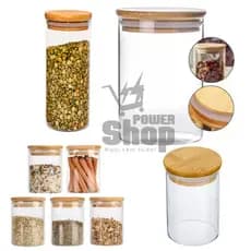 Potes De Vidro para Mantimentos com Tampa Bambu Pote Para Temperos Pote Hermético