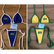 kit 2 Biquínis do Brasil Feminino Copa do Brasil Amarração Cortininha