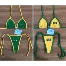 kit Biquini Amarração Cortininha Copa do Brasil