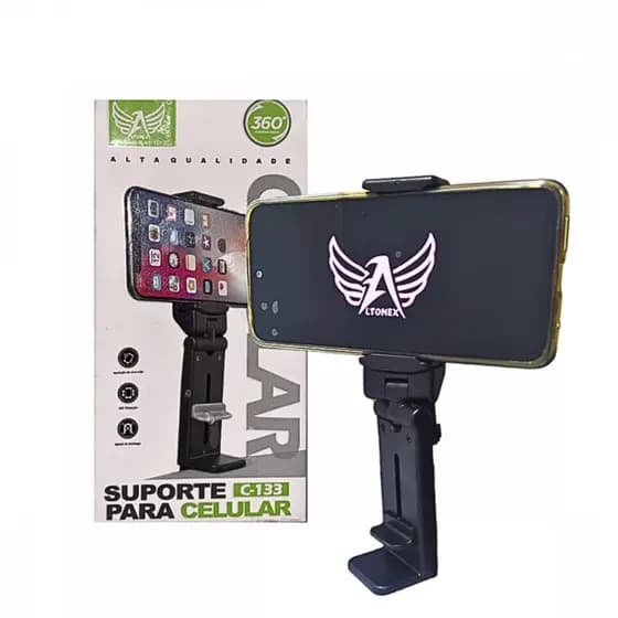 Suporte de Mesa para Celular Resistente Rotação 360° Universal Altomex C-133