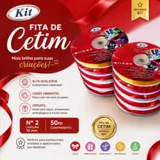Fita de cetim No 2 Rolo 50m x 10mm numero 2 Laço Fitilho Artesanato decoração embalagem presente