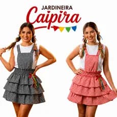 Jardineira Adulto Festa Junina Xadrez Caipira São João Feminino Arraiá Fantasia