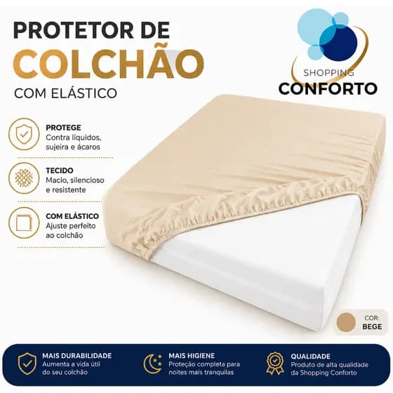 Lençol Impermeável Vapt Vupt, Antiacaro, Protetor do colchao tamanho solteiro na cor bege cabe até 188x88x20 PROTEJA SEU