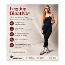 Calça Legging Compressiva para Lipedema TECNOLOGICA TECIDO Bioativa Fitness Feminina Famara Tamanho P a XGG PRETA