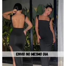 VESTIDO LONGO VIVI ELEGANTE FESTA CASAMENTO CONVIDADA FORMATURA MADRINHA COSTA NUA COM FENDA