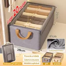 （Envio em 24h）Caixa Organizadora Dobrável Multiuso Com Tampa Feita em TNT Resistente E Ecológico 47*28*20cm