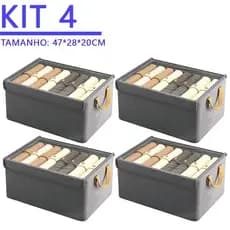 Kit 4 Caixas Organizadoras Closet com Tampa Dobrável 47x28x20cm