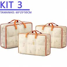 KIT 3 Saco Organizador para Edredom e Cobertor PVC Transparente 60x50x20cm Anti Poeira e Umidade