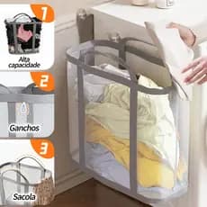 Cesto Dobrável Multifuncional para Roupas e Brinquedos 40x26x40cm