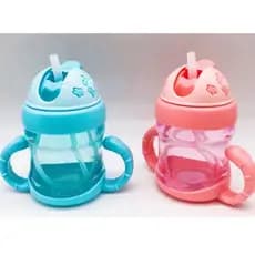 Garrafa De Água Copo para Bebe Com Tampa E Canudo + Alça De Plástico 200ML