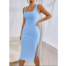 Vestido Midi Elegante Canelado modelo gringa casual